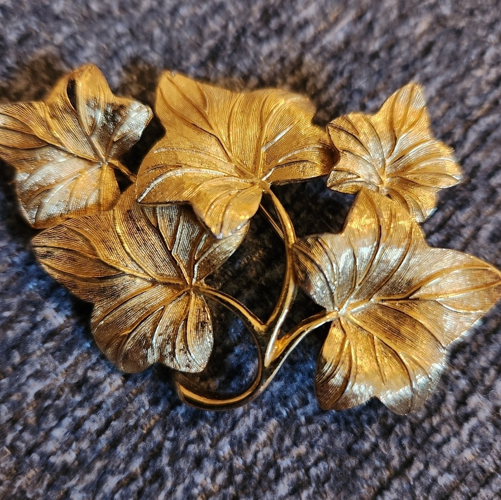 Christian Dior Vintage Gold Leaf Brooch Grosse - Picture 5 of 15